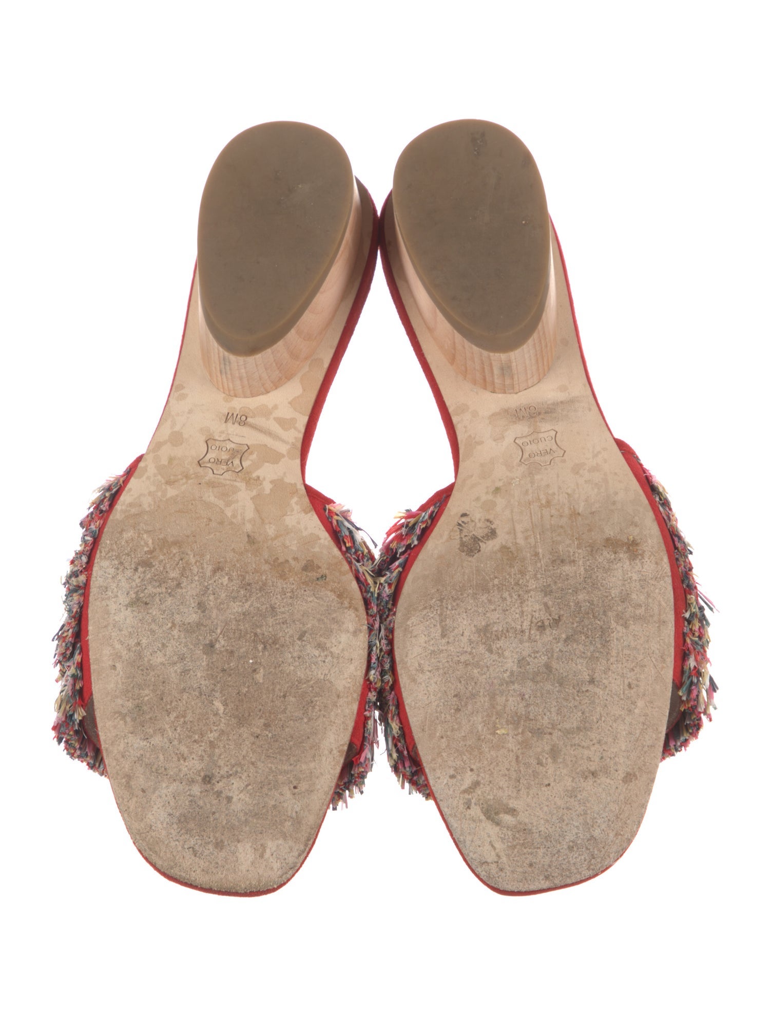 Donald Pliner Suede Fringe Trim Accent Slides